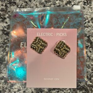 Electric Picks Gold Earrings